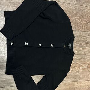 Chanel Black Button-Up Women's Sweater